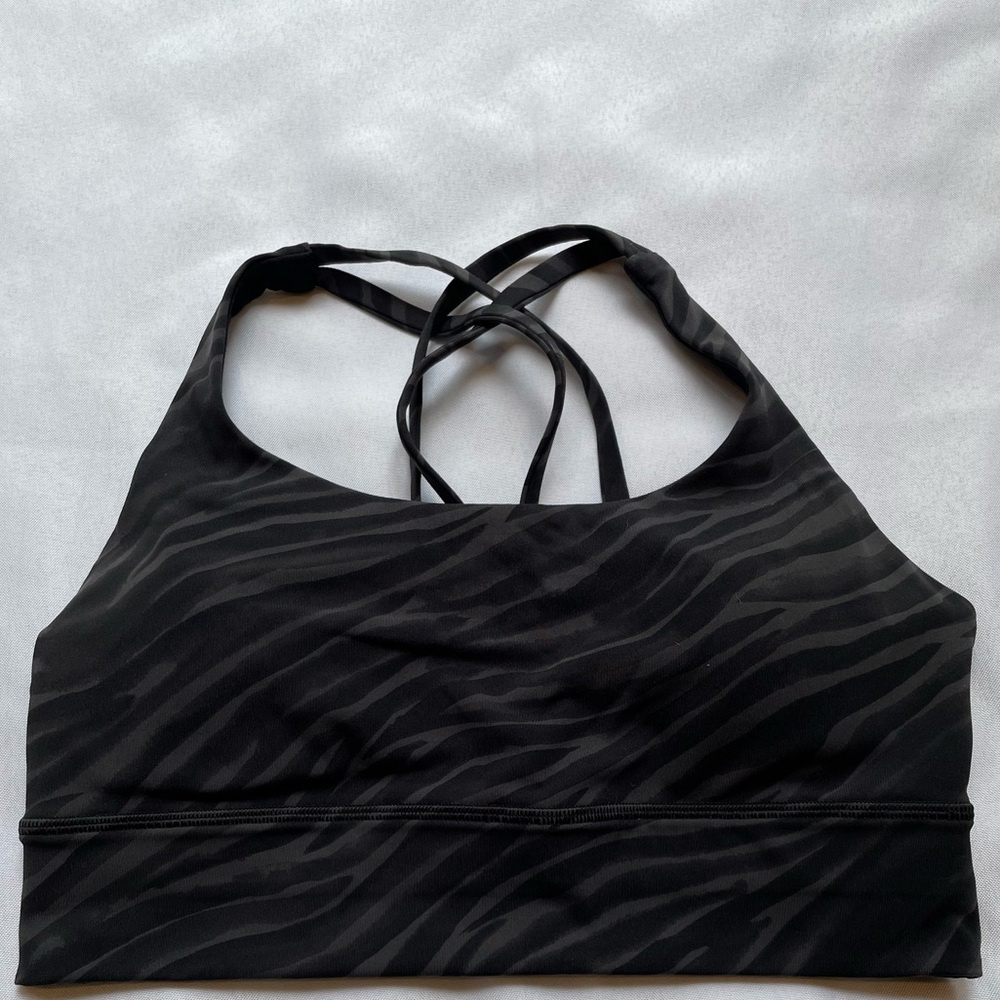Lululemon Longline Energy Bra Black Zebra Print Size 8